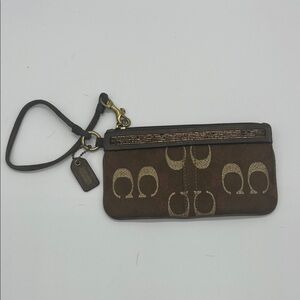 Coach Brown and Gold Wristlet